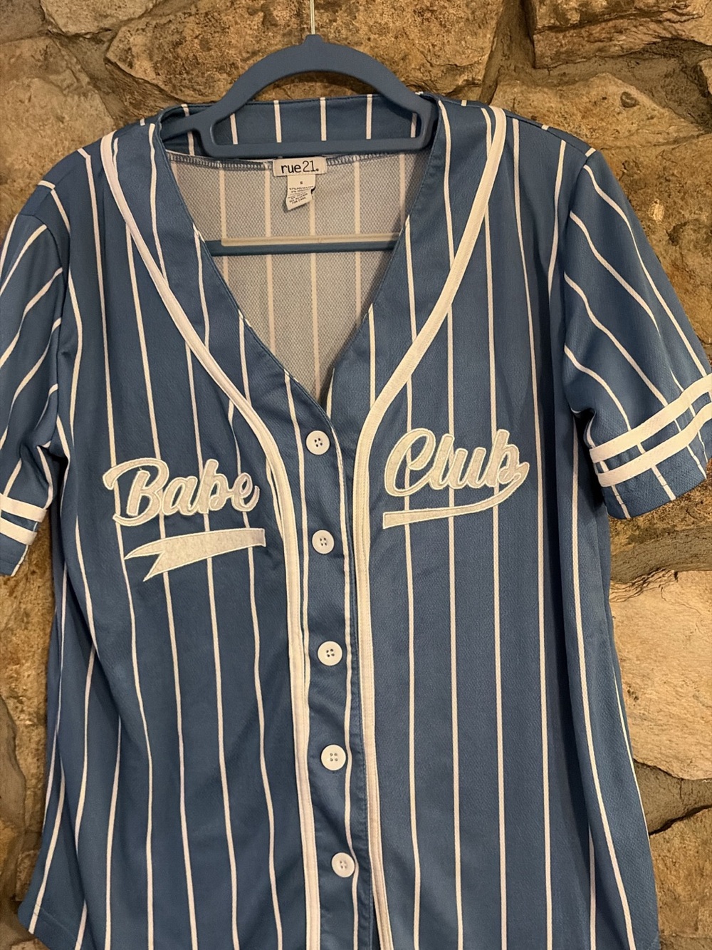 Rue21 Blue and White Striped 'Babe Club' Baseball Jersey